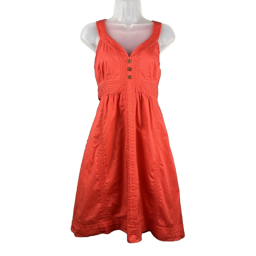 Antonio Melani Bright Coral Babydoll Sun Dress Women's 6 Feminine Cotton Sateen